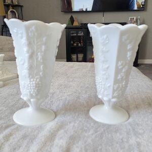 Westmoreland White Embossed Vases